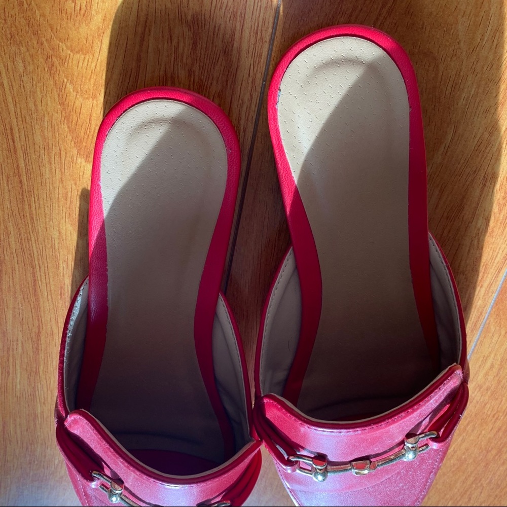Handmade Red Loafers/Mules - Picture 3 of 4